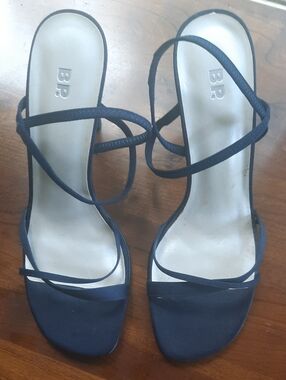 bp Navy Strappy Ankle-Tie Heeled Sandals